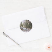 Snowy Sunlit Forest Glade Ronde Sticker (Envelop)