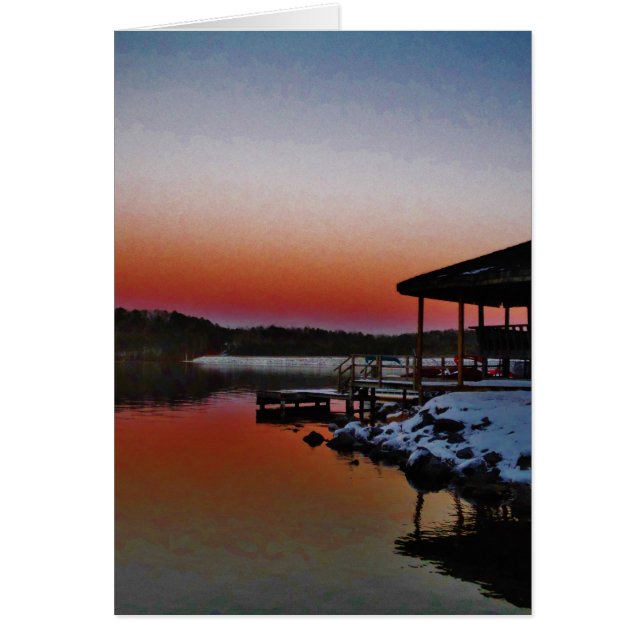 Snowy Sunset at Lake Arrowiad dock (Voorkant)