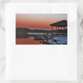 Snowy Sunset at Lake Arrowiad dock Rechthoekige Sticker (Tas)