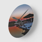 Snowy Sunset at Lake Arrowiad dock Ronde Klok (Hoek)