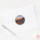 Snowy Sunset at Lake Arrowiad dock Ronde Sticker (Envelop)