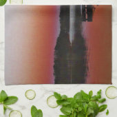 Snowy Sunset at Lake Arrowiad dock Theedoek (Gevouwen)