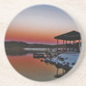 Snowy Sunset at Lake Arrowiad dock Zandsteen Onderzetter (Voorkant)