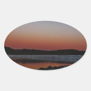 Snowy Sunset at Lake Arrowiad Ovale Sticker