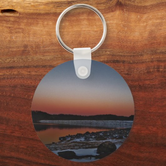 Snowy Sunset at Lake Arrowiad Sleutelhanger (Voorkant)