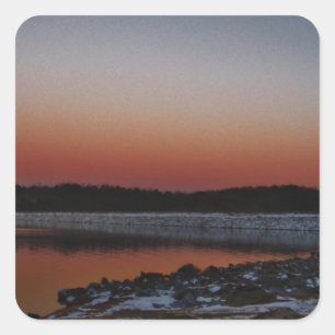 Snowy Sunset at Lake Arrowiad Vierkante Sticker