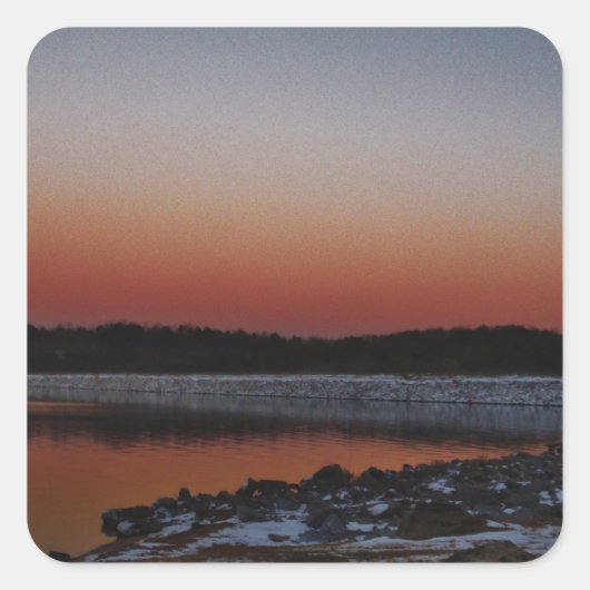 Snowy Sunset at Lake Arrowiad Vierkante Sticker (Voorkant)