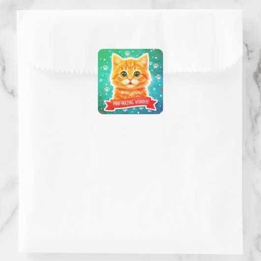 Snowy Surprise Cat Sticker – Cute Winter Kitten (Tas)
