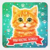 Snowy Surprise Cat Sticker – Cute Winter Kitten (Voorkant)