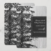 Snowy Tall Pine Tree Rustic Forest Winter Wedding Kaart (Voorkant / Achterkant)