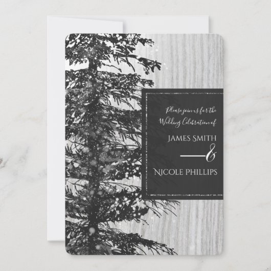 Snowy Tall Pine Tree Rustic Forest Winter Wedding Kaart (Voorkant)