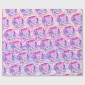 Snowy Tiger Schattige Neon Kidcore Cadeaupapier (Vlak)