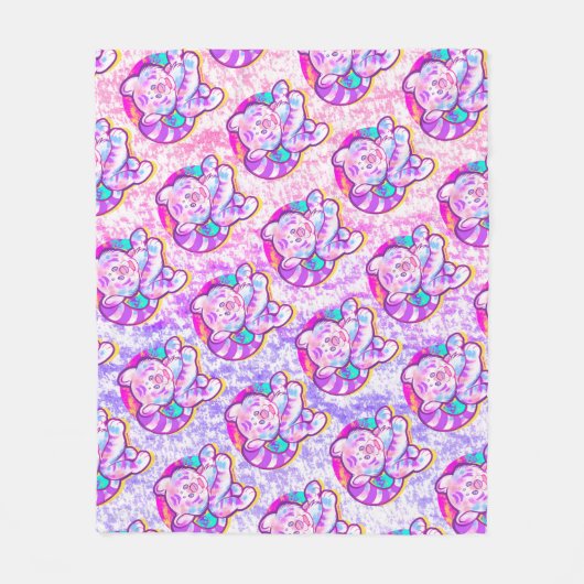 Snowy Tiger Schattige Neon Kidcore Fleece Deken (Voorkant)