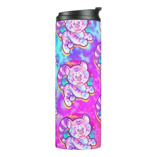 Snowy Tiger Schattige Neon Kidcore Thermosbeker (Gedraaid links)