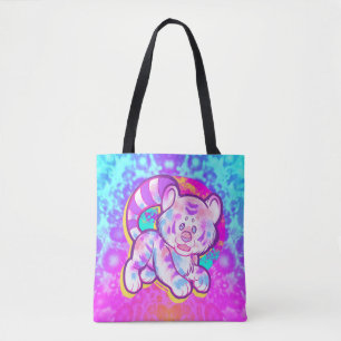 Snowy Tiger Schattige Neon Kidcore Tote Bag