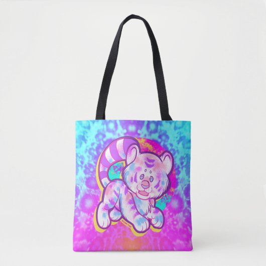 Snowy Tiger Schattige Neon Kidcore Tote Bag (Voorkant)