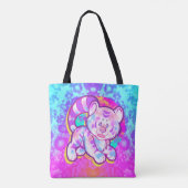 Snowy Tiger Schattige Neon Kidcore Tote Bag (Achterkant)