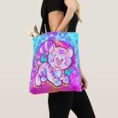 Snowy Tiger Schattige Neon Kidcore Tote Bag (Dichtbij)