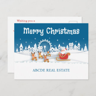 Snowy Town Real Estate Christmas Postcard Feestdagenkaart