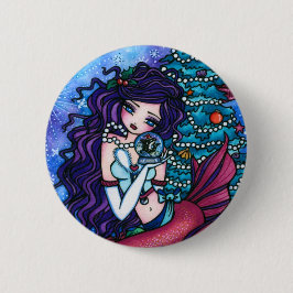 Snowy Treasures kerstfeest Fairy Mermaid Orca Ronde Button 5,7 Cm