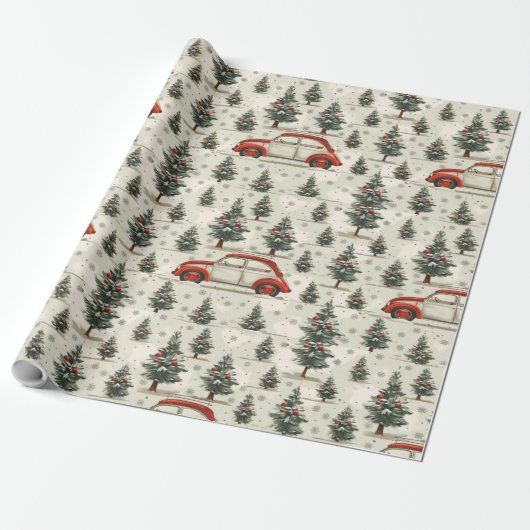 Snowy tree Christmas wrap Cadeaupapier (Uitgerold)