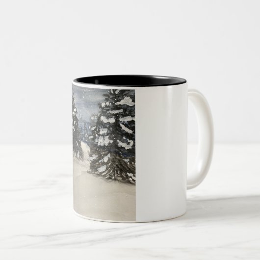 Snowy Tree Classic Mok, 11 oz Tweekleurige Koffiemok (Voorkant rechts)