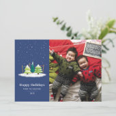 Snowy Tree Lot Night Feestdagenkaart (Staand voorkant)