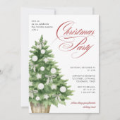 Snowy Tree Modern Elegant Script Kerstfeest Kaart (Voorkant)