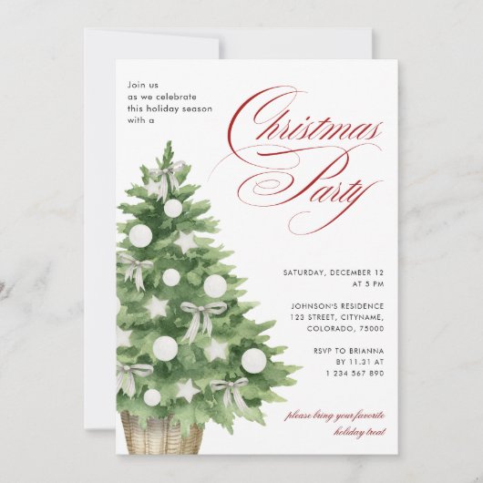 Snowy Tree Modern Elegant Script Kerstfeest Kaart (Voorkant)