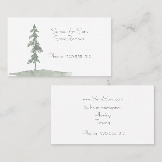 Snowy Tree Winter Scene Visitekaartje (Voorkant / Achterkant)