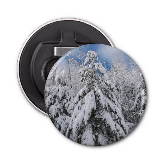 Snowy Trees Button Flesopener (Voorkant)