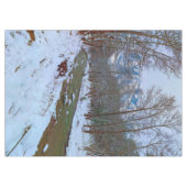 Snowy Trees Creek Forest Mountain Winter Scene Tafelkleed (Voorkant (Horizontaal))