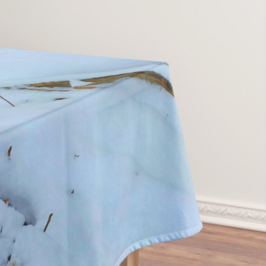 Snowy Trees Creek Forest Mountain Winter Scene Tafelkleed (Voorbeeld)