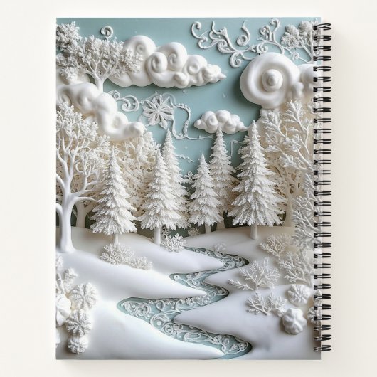 Snowy Trees en Frosty Patterns Notitieboek (Achterkant)