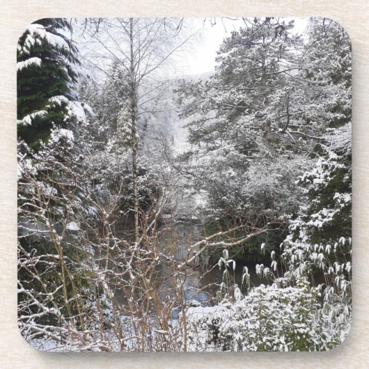 Snowy Trees Hard Plastic Onderzetter (Voorkant)