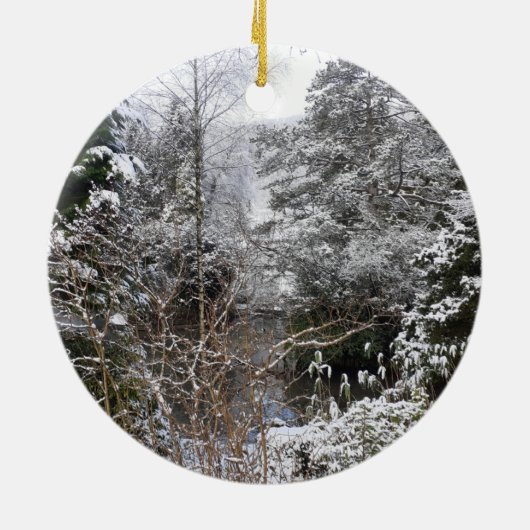 Snowy Trees keramisch siermiddel Ornament (Achterkant)