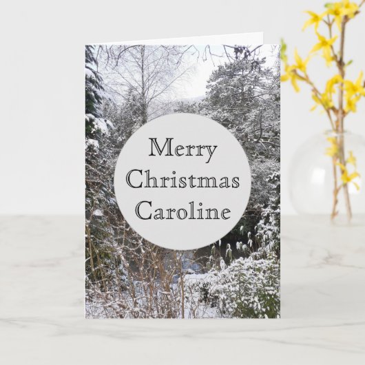 Snowy Trees Kerstmis Kaart (Gele Bloem)