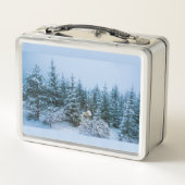 Snowy Trees Metal Lunch Box (Achterkant)