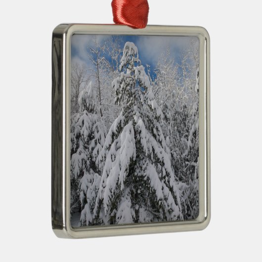 Snowy Trees Metalen Ornament (Rechts)
