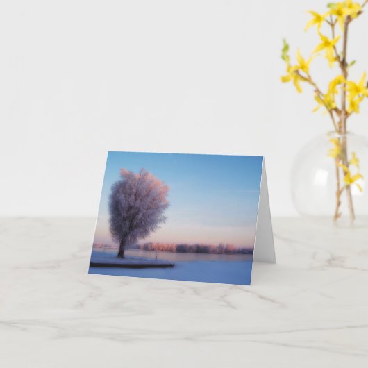 Snowy Trees Note Card Kaart (Gele Bloem)