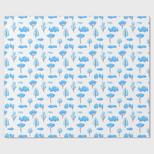 Snowy Trees Pattern Cadeaupapier (Vlak)