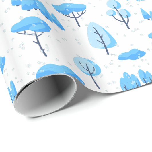 Snowy Trees Pattern Cadeaupapier (Rol Hoek)