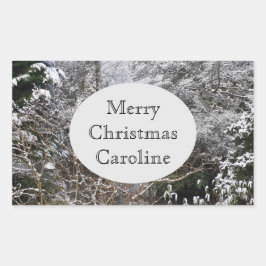 Snowy Trees Rechthoekige Sticker