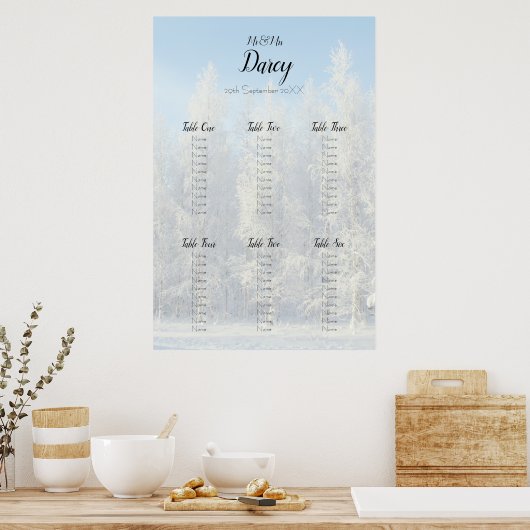 Snowy Trees Seating Chart Poster (Keuken)