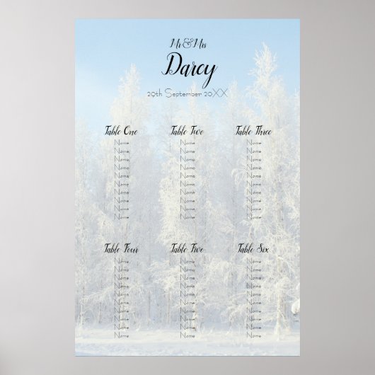 Snowy Trees Seating Chart Poster (Voorkant)