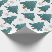 Snowy Trees & Silver Snowflake Wrapping Paper Cadeaupapier (Hoek)