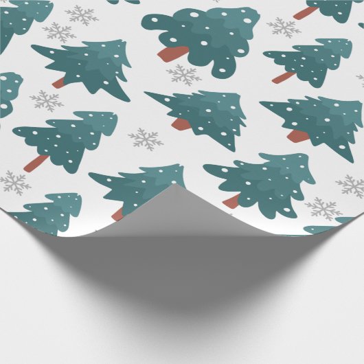 Snowy Trees & Silver Snowflake Wrapping Paper Cadeaupapier (Hoek)