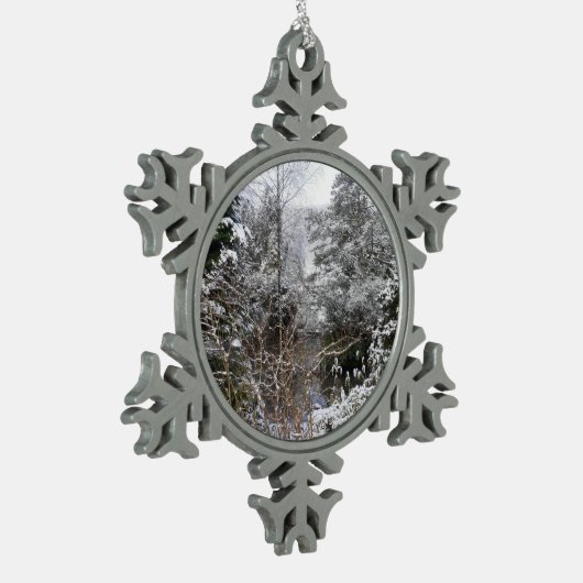 Snowy Trees Tin Sneeuwvlok Ornament (Links)