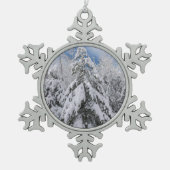 Snowy Trees Tin Sneeuwvlok Ornament (Voorkant)