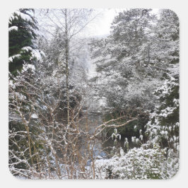 Snowy Trees Vierkante Sticker